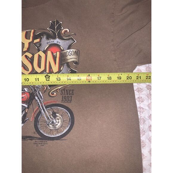 Men's Large 1991 Harley Davidson 3D Emblem Fort Worth Texas T Shirt Vintage - Picture 7 of 8